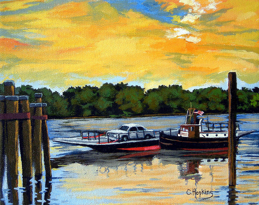 Fall Painting - The Rocky Hill Glastonbury Ferry Glastonbury Connecticut  by Christine Hopkins