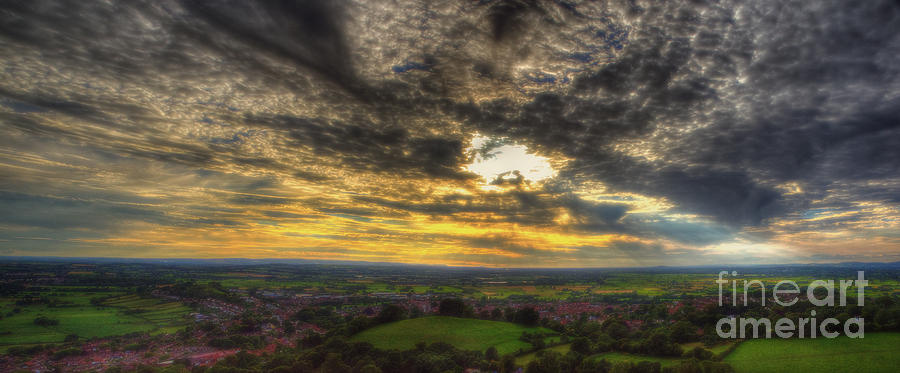 Glastonbury Tor Sunset Panoramic Digital Art by Nigel Bangert - Fine ...