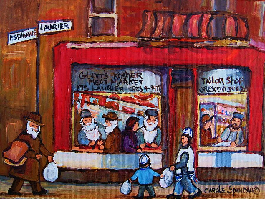 Glatts Kosher Meatmarket And Tailor Shop Painting by Carole Spandau