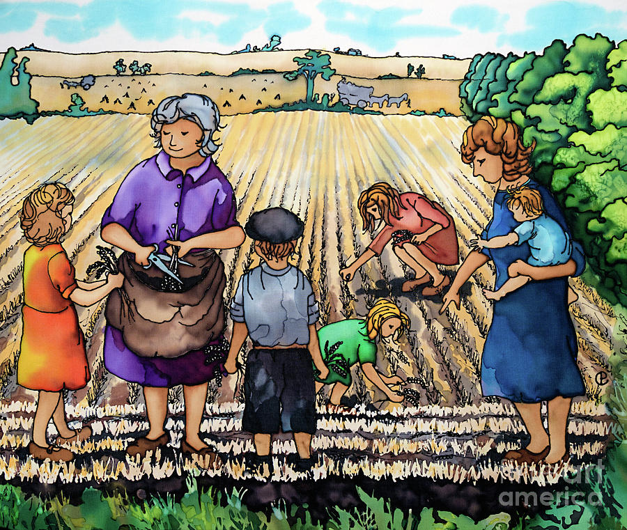 Vintage Painting - Gleaning at Fordy by Paula Chapman
