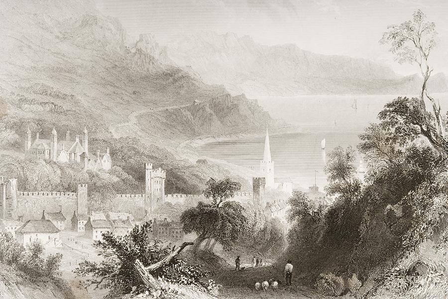 Glenarm, County Antrim, Ireland. Drawn Drawing by Vintage Design Pics ...