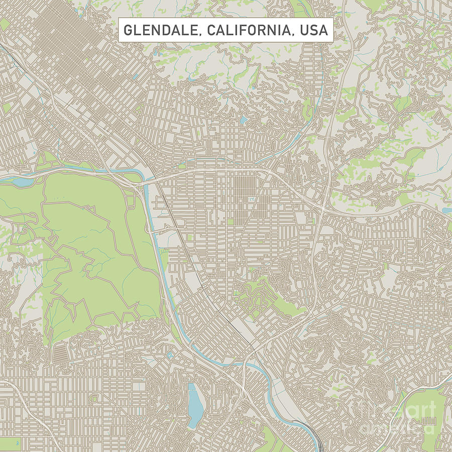 Glendale California Us City Street Map Frank Ramspott 