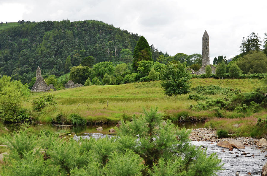 Glendalough Settlement Stream and Meadow Wicklow Mountains Co Wicklow Ireland Photograph by Shawn OBrien