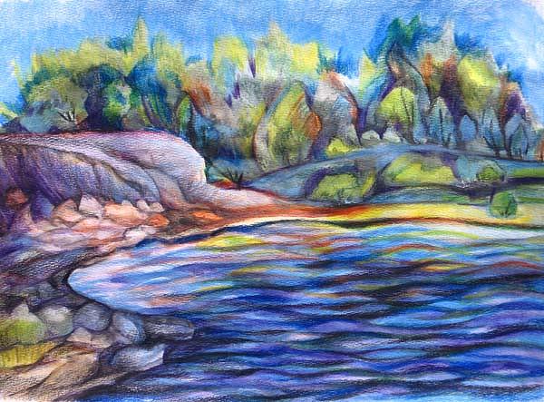 Glenmore reservoir Drawing by Anna  Duyunova