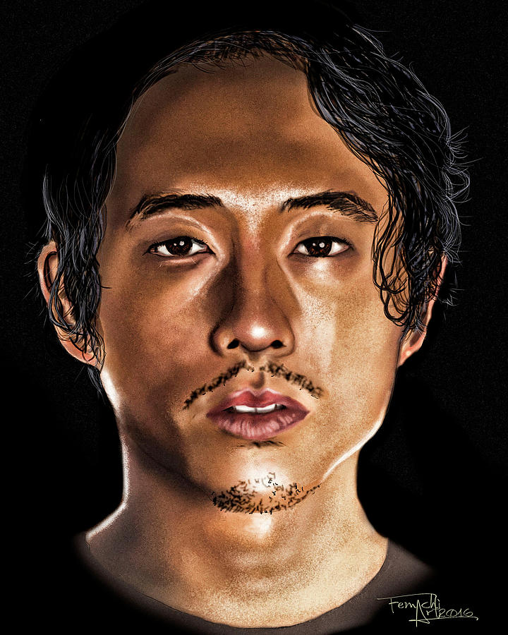 Glenn Rhee - The Walking Dead Digital Drawing Painting by Femchi Art