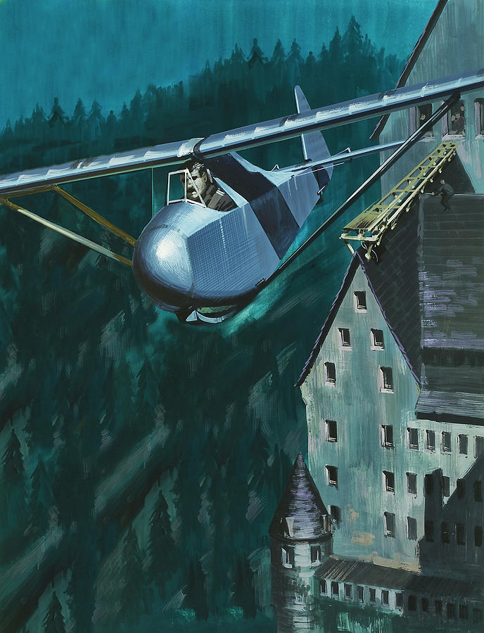 Glider Escape From Colditz Castle Painting by Wilf Hardy