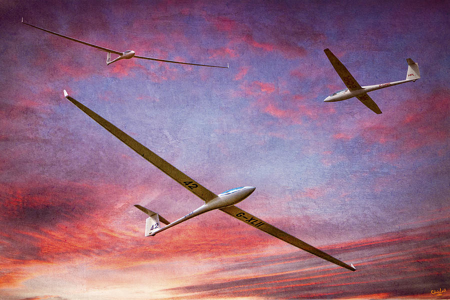 Gliders Over The Devils Dyke At Sunset Photograph by Chris Lord
