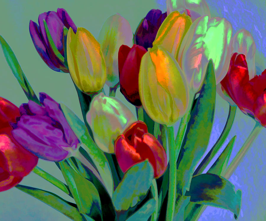 Tulip Digital Art - Glimmer Tulips by Lorrie Morrison