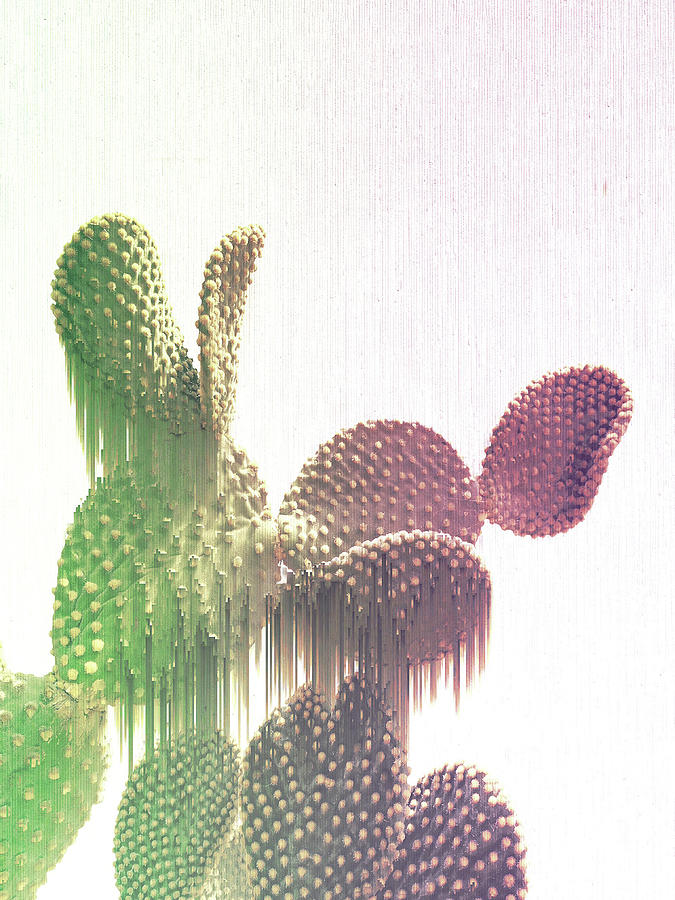 Desert Mixed Media - Glitch Cactus by Emanuela Carratoni