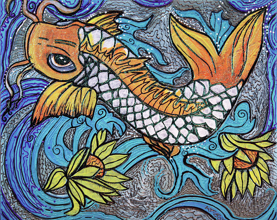 Glitter Fish Painting by Laura Barbosa
