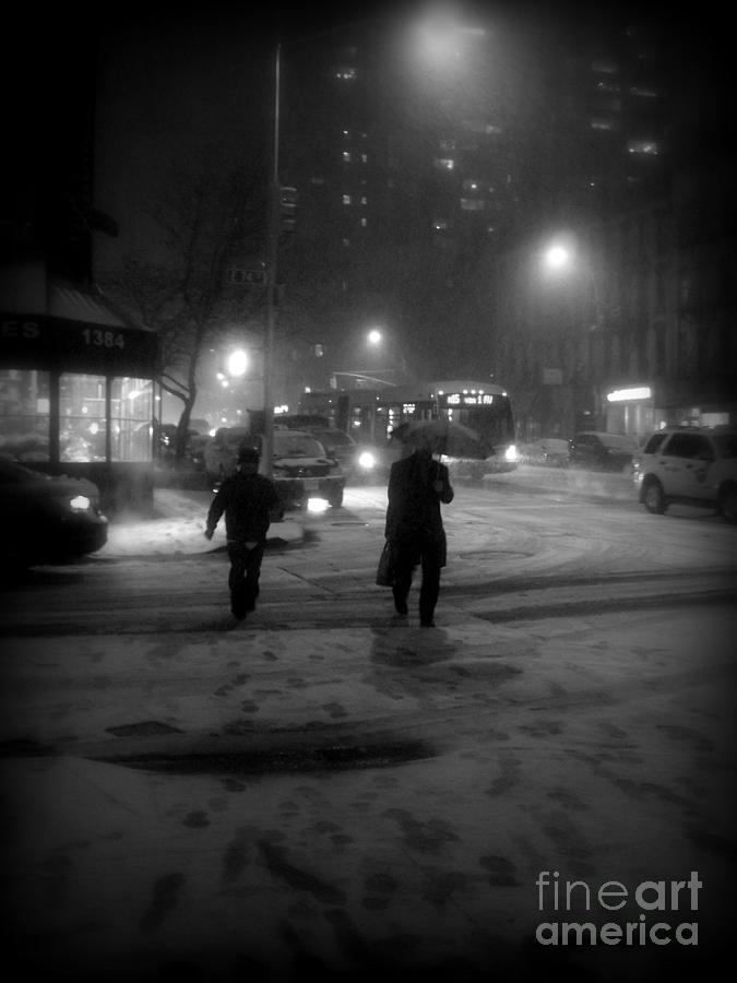 Glitter in The Gutter - Hurrying Home - Winter in New York Photograph by Miriam Danar