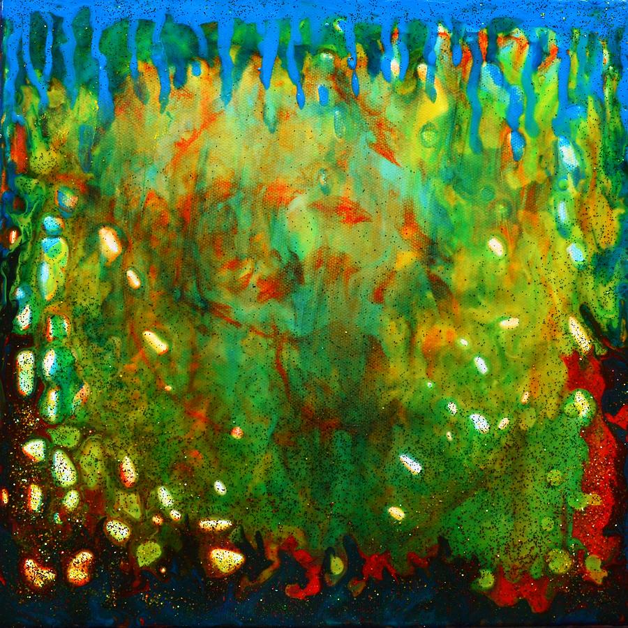 Glittering Coral colorful abstract painting from Underwater magic series on sale Painting by Manjiri Kanvinde