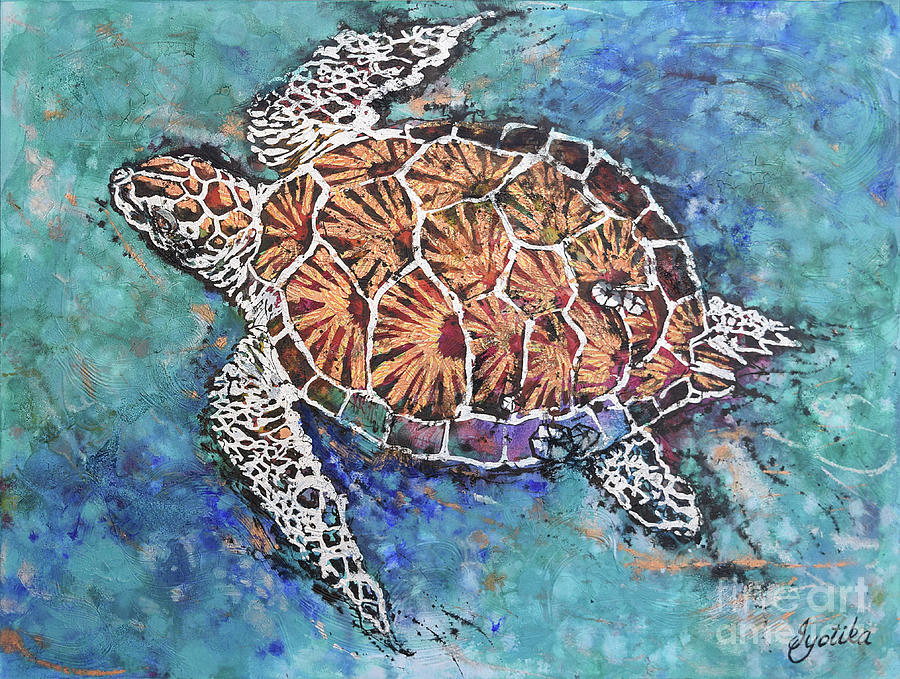 Glittering Turtle Painting by Jyotika Shroff