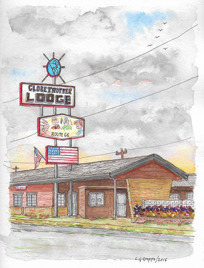 Landscape Painting - Globetrotter Lodge in Route 66, Holbrook, Arizona by Carlos G Groppa