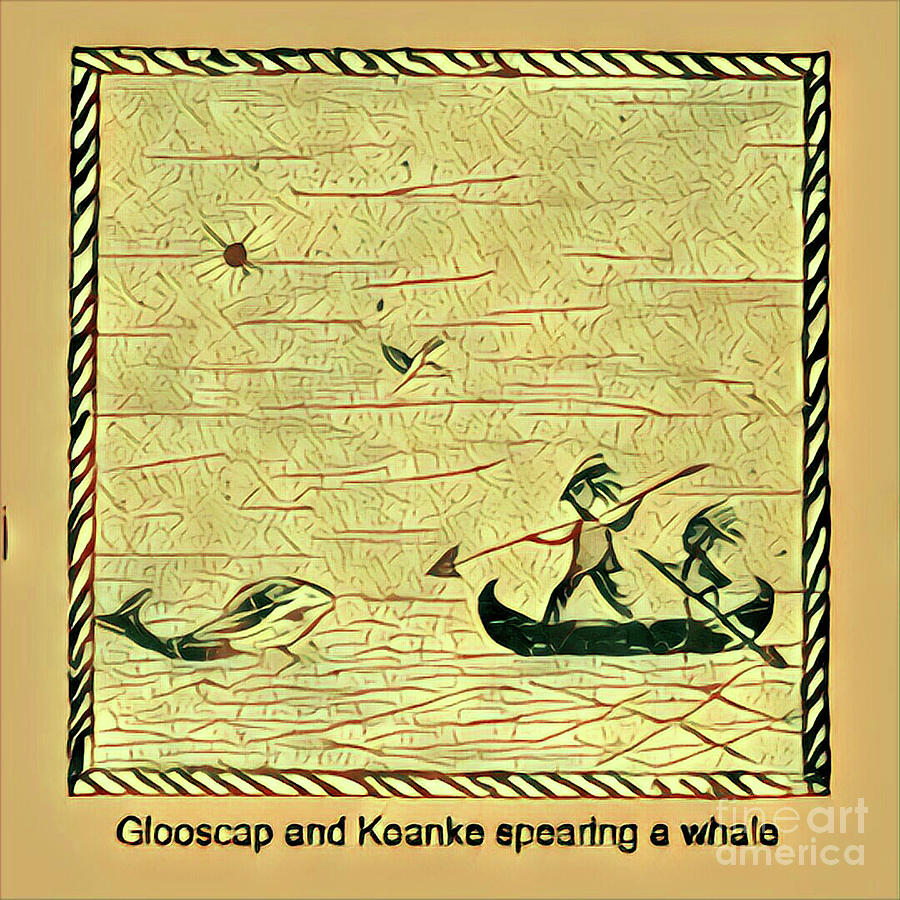 Glooscap and Koanke Spearing a Whale Digital Art by Art MacKay