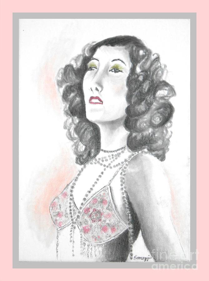 Gloria -- Portrait of Silent Film Star Gloria Swanson Drawing by Jayne Somogy