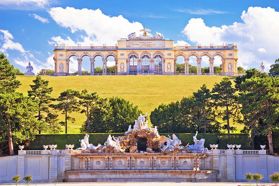 Gloriette viewpoint and Schlossberg fountain in Vienna view Photograph by Brch Photography
