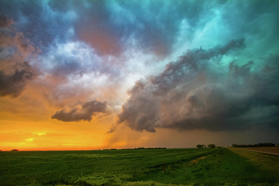 Sunset Photograph - Glorious - Storm Clouds at Sunset in Kansas by Southern Plains Photography