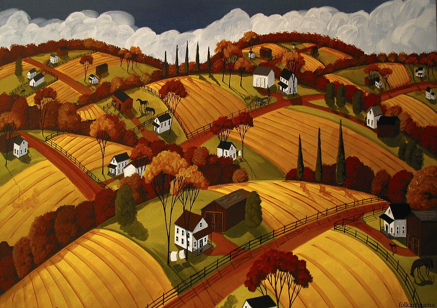 Farm Painting - Glorious - a folkartmama original - folk art by Debbie Criswell