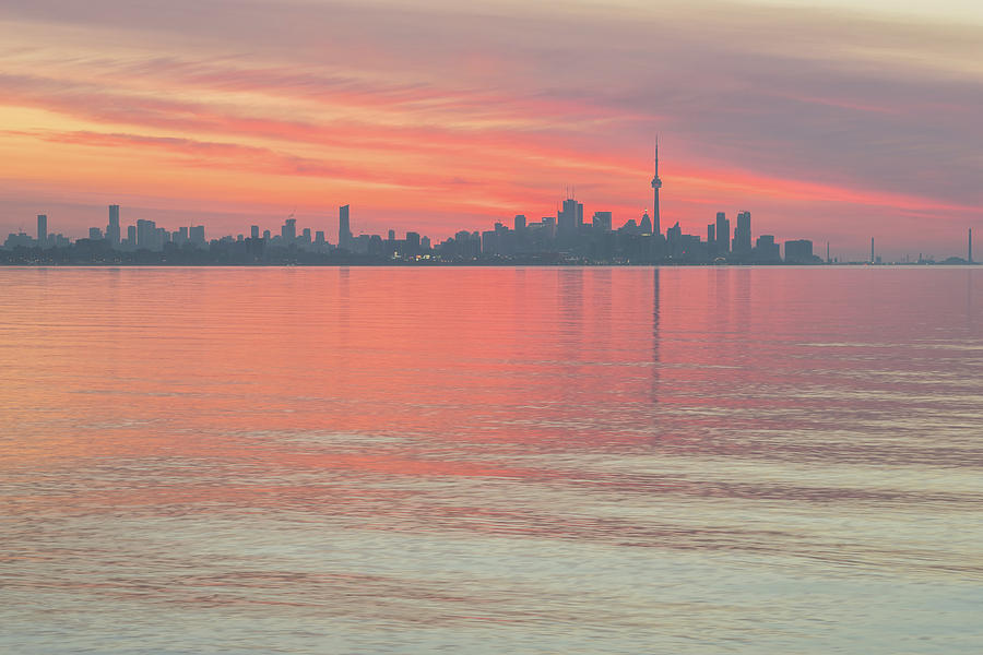 Glorious Brushstrokes - Toronto Skyline at Dawn Photograph by Georgia Mizuleva