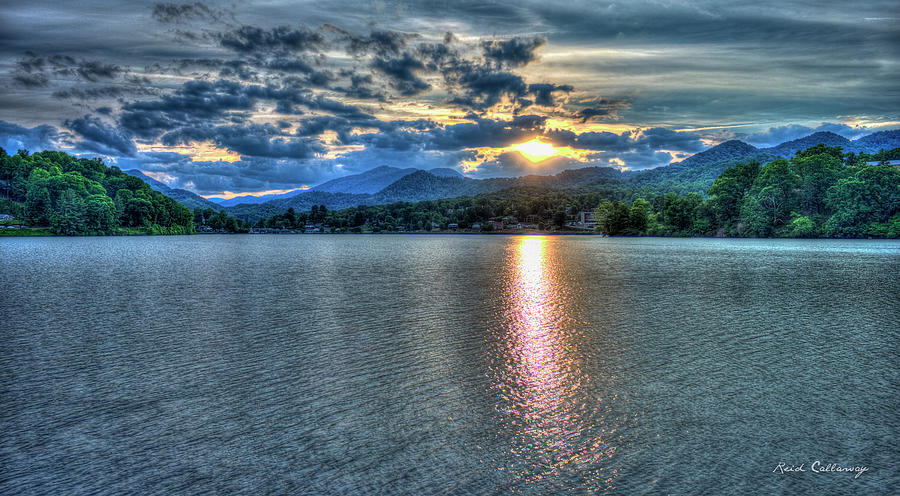Glorious Lake Junaluska Sunset Blue Ridge Mountains North Carolina Landscape Art Photograph by Reid Callaway