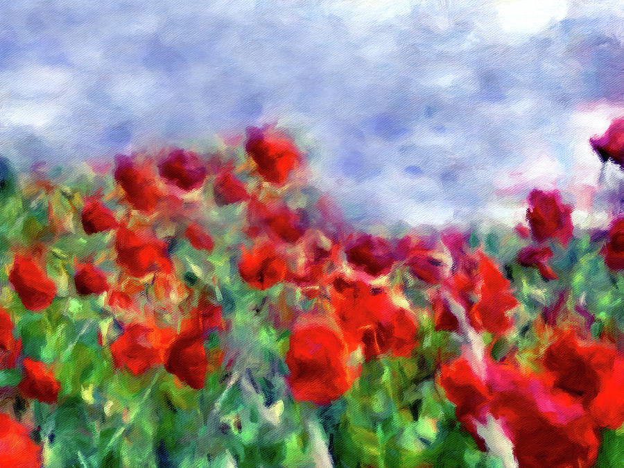 Nature Mixed Media - Glorious Poppy Field by Georgiana Romanovna