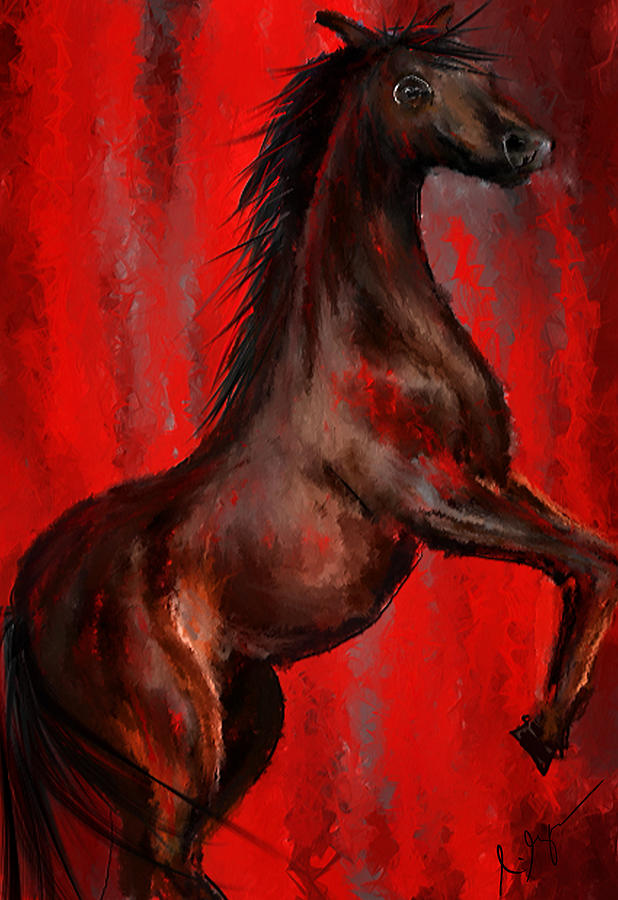 Glorious Red - Arabian Horse Painting Painting by Lourry Legarde