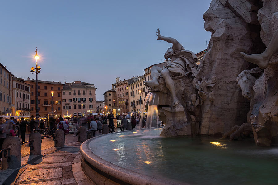 Glorious Twilight on Piazza Navona in Rome Italy Photograph by Georgia Mizuleva
