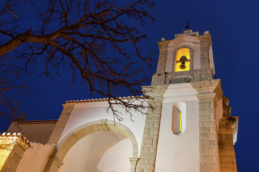 Gloriously Lit Blue Hour - Igreja De Santo Antonio in Lagos Portugal Photograph by Georgia Mizuleva