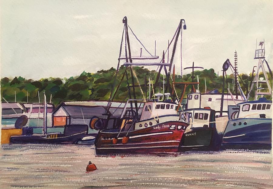 Gloucester Boats At Rest Painting by Richard Nowak