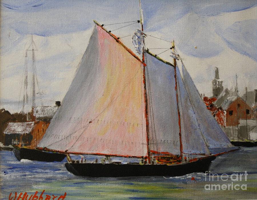 Boat Painting - Gloucester Harbor by Bill Hubbard