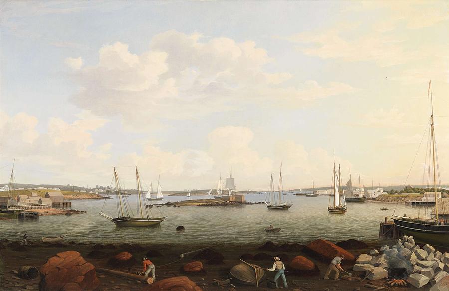 Summer Painting - gloucester Harbor by Fitz Henry Lane 1847 by Fitz Henry Lane