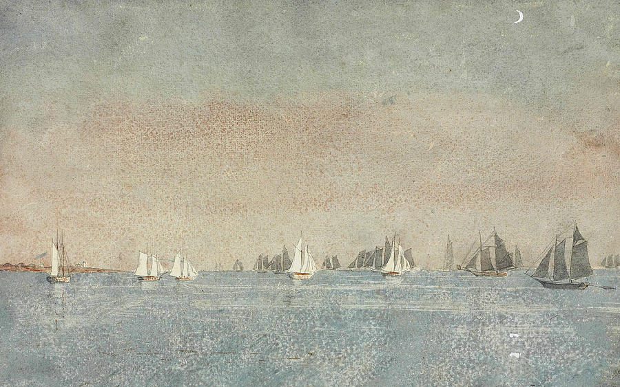 Gloucester Harbor Fishing Fleet Painting by Winslow Homer