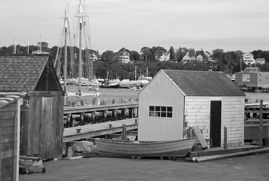 Gloucester Harbor Scene in Black and White Photograph by Suzanne Gaff