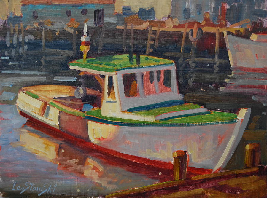 Gloucester Lobster Boat Painting by Len Stomski