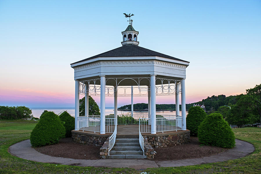 Gloucester MA Stage Fort Park Band Stand Gazebo Sunset Red Sky Photograph by Toby McGuire