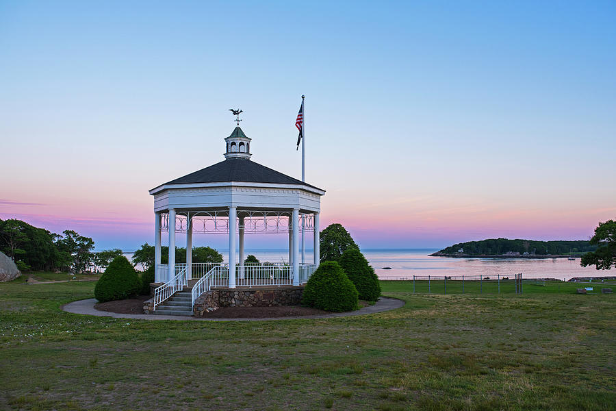 Gloucester MA Stage Fort Park Band Stand Gazebo Sunset Photograph by Toby McGuire