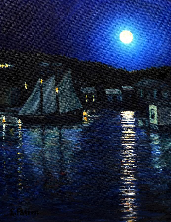 Gloucester Nocturne Painting by Eileen Patten Oliver