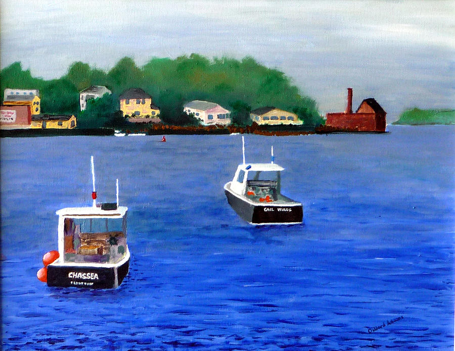 Lobster Boats Painting - Glouster Paint Factory by Dillard Adams