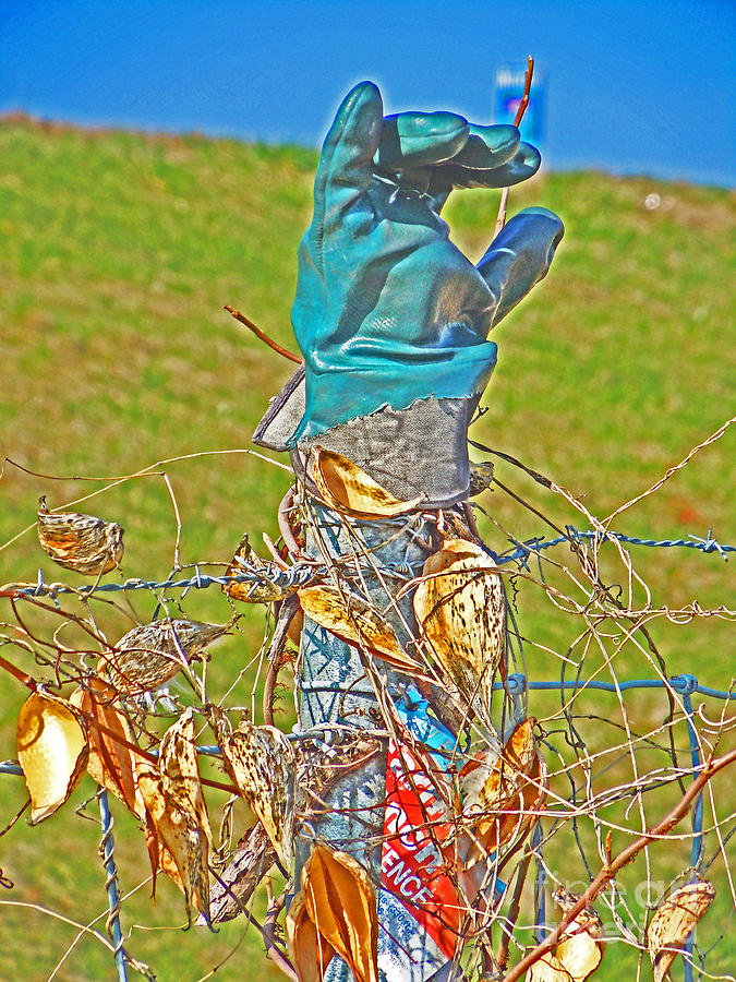 Glove on Fence Post in Field Photograph by David Frederick