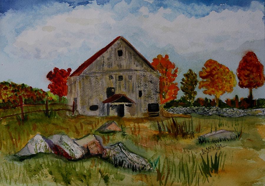 Glover Barn in Autumn Painting by Donna Walsh