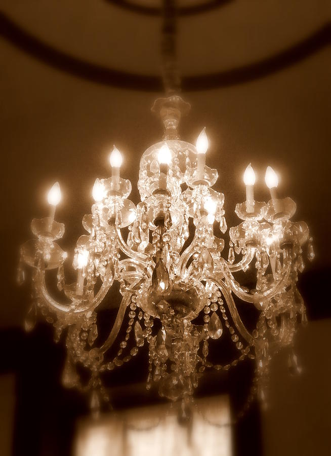 Chandelier Photograph - Glow from the Past by Karen Wiles