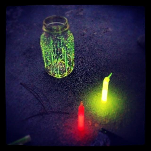Jar Photograph - Glow Stick Fun!!!!! #glow #stick #jar by Alexandra Lang