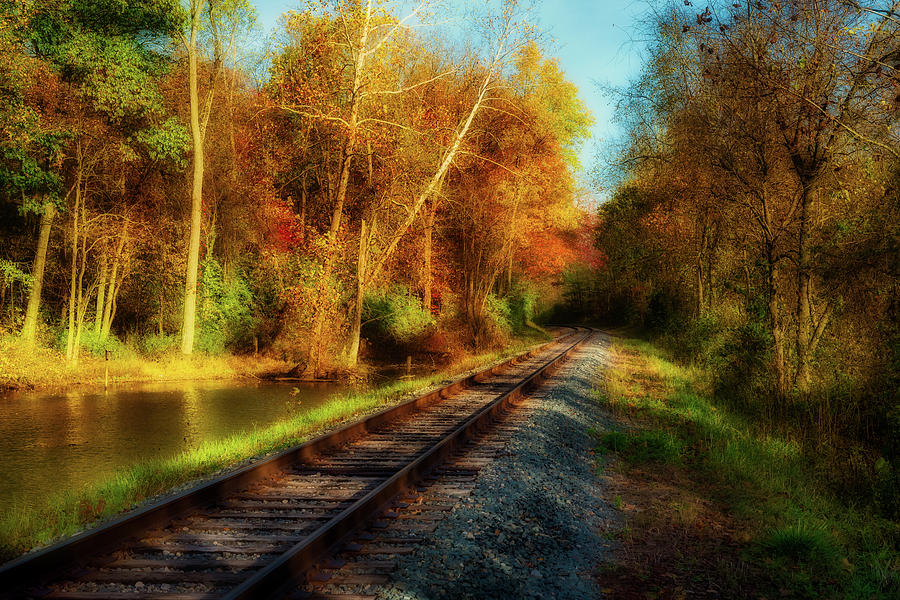 Glowing autumn railroad Photograph by Kenneth Sponsler - Fine Art America