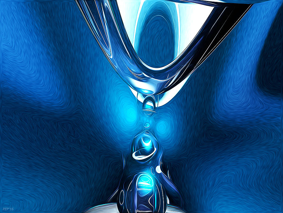 Glowing Blue Abstract Digital Art by Phil Perkins