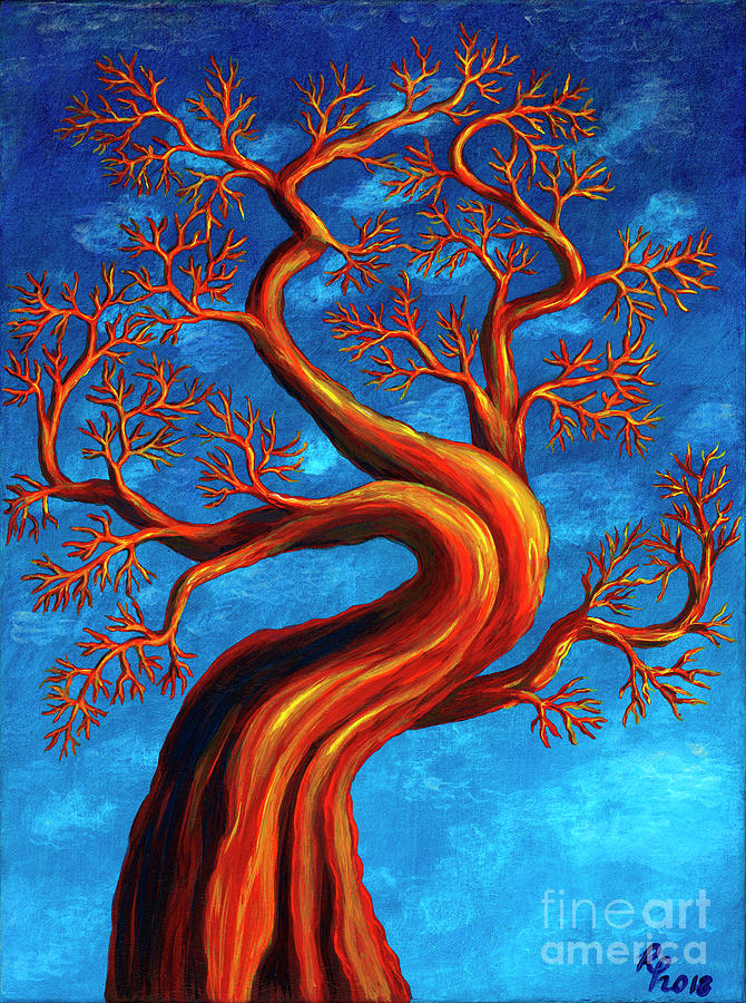 Glowing Blue Madrone Painting by Rebecca Parker