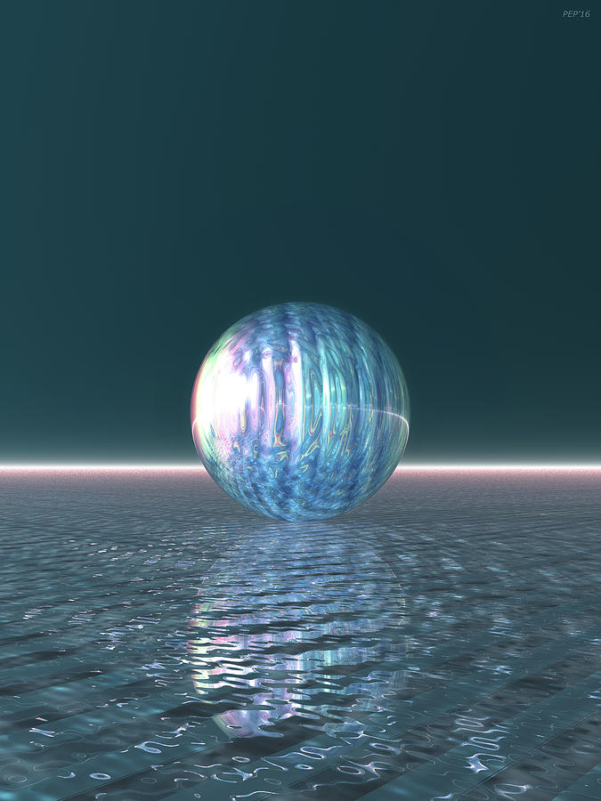 Glowing Blue Sphere Digital Art by Phil Perkins