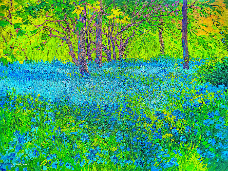 Glowing Bluebonnets Digital Art by Judith Barath