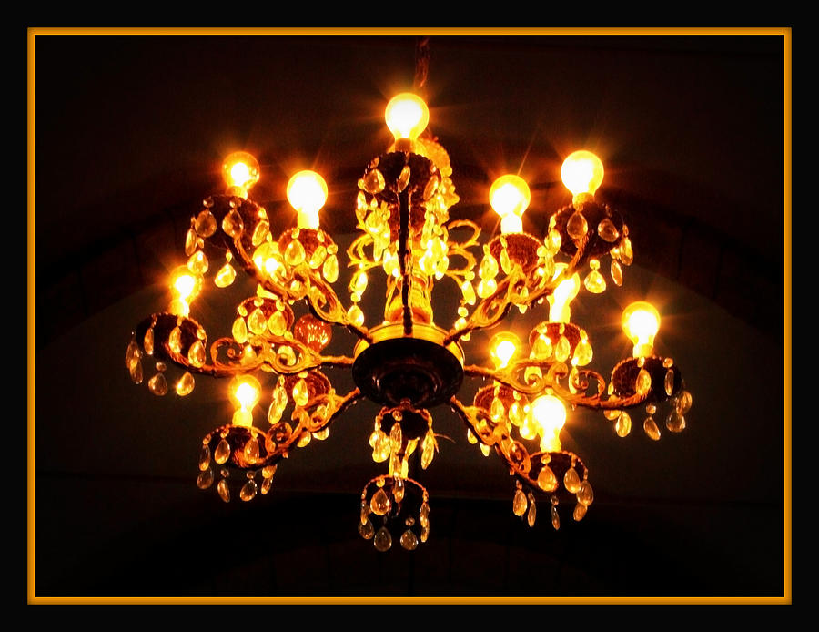 Glowing Chandelier with Border Photograph by Carol Groenen