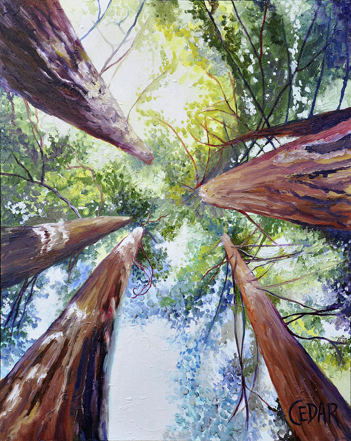 Tree Painting - Glowing Forest by Cedar Lee